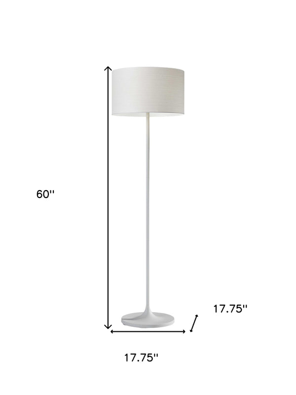 Homeroots 60" White Metal Floor Lamp With White Drum Shade White Metal 372791