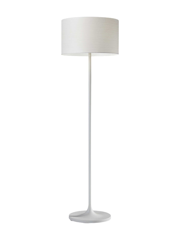 Homeroots 60" White Metal Floor Lamp With White Drum Shade White Metal 372791