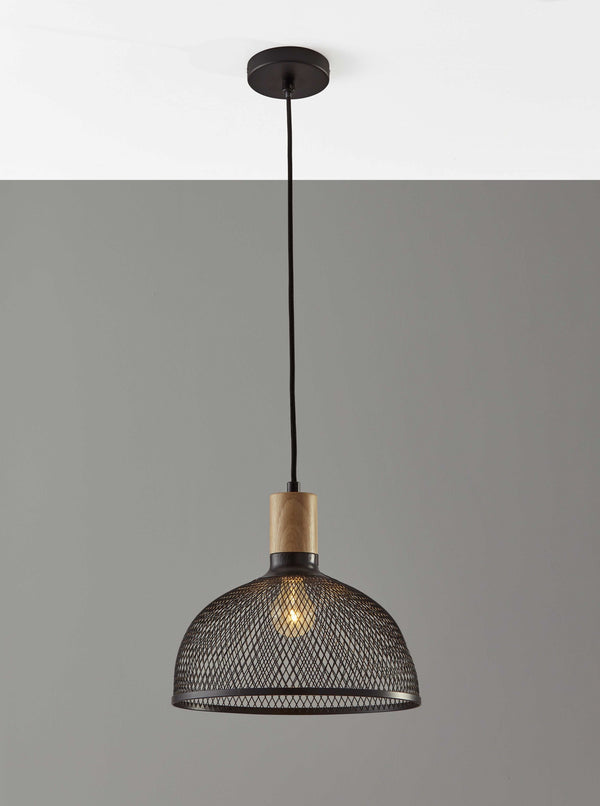 Homeroots Caged Black Metal Large Ceiling Pendant  Metal 372794
