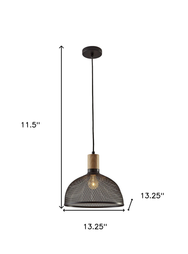 Homeroots Caged Black Metal Large Ceiling Pendant  Metal 372794