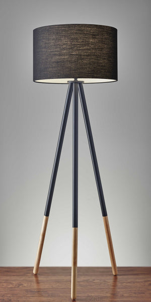 HomeRoots 60" Black Tripod Floor Lamp - Modern Industrial Design with Drum Shade for Ambient Room Lighting 372797