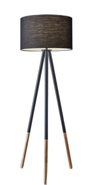 HomeRoots 60" Black Tripod Floor Lamp - Modern Industrial Design with Drum Shade for Ambient Room Lighting 372797