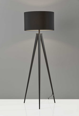 HomeRoots 62" Tripod Floor Lamp - Sleek Modern Design with Fabric Drum Shade for Ambient Home Illumination Black 21" X 21" X 61.'5" 372803