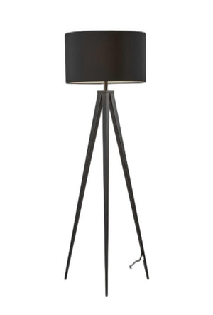 HomeRoots 62" Tripod Floor Lamp - Sleek Modern Design with Fabric Drum Shade for Ambient Home Illumination Black 21" X 21" X 61.'5" 372803