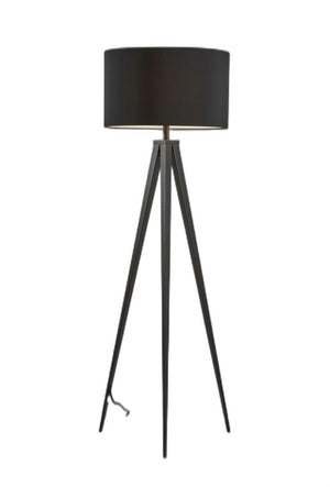 HomeRoots 62" Tripod Floor Lamp - Sleek Modern Design with Fabric Drum Shade for Ambient Home Illumination Black 21" X 21" X 61.'5" 372803