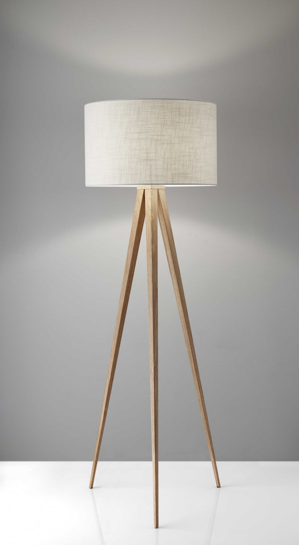 HomeRoots 62" Tripod Floor Lamp - Sleek Modern Design with Fabric Drum Shade for Ambient Home Illumination Natural 21" X 21" X 60.'25" 372804
