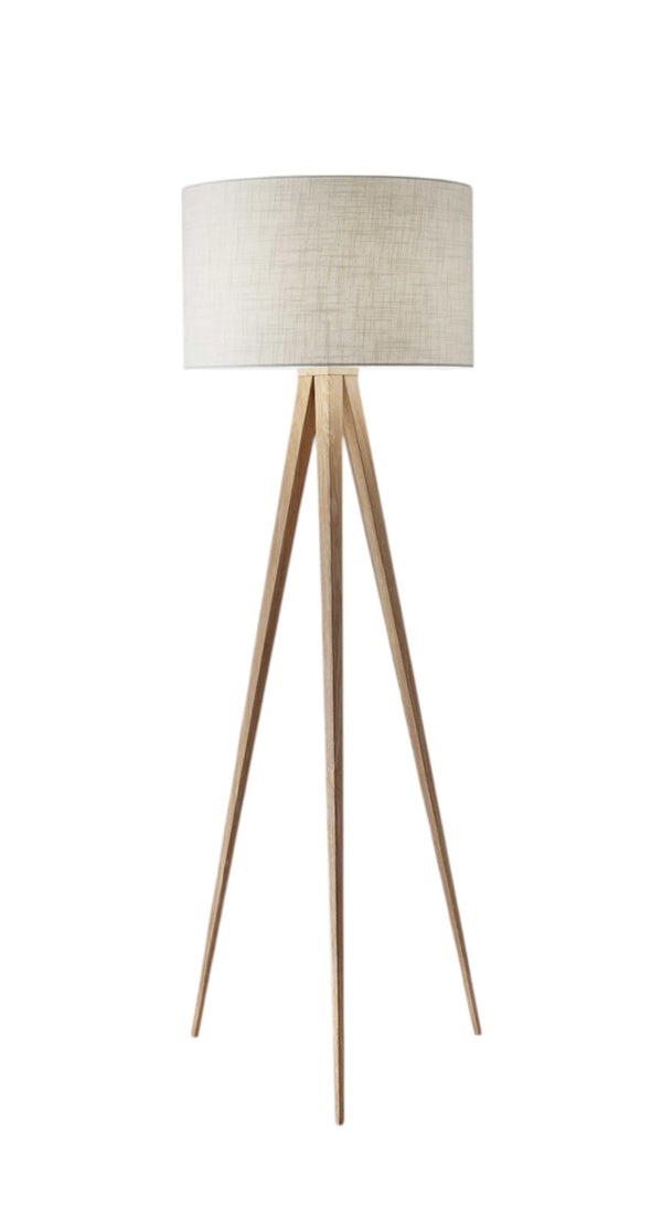 HomeRoots 62" Tripod Floor Lamp - Sleek Modern Design with Fabric Drum Shade for Ambient Home Illumination Natural 21" X 21" X 60.'25" 372804