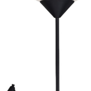 Homeroots 71" Two Light Torchiere Floor Lamp With White Acrylic Bowl Shades Black Metal 372806