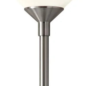 HomeRoots 73" Silver Torchiere Floor Lamp - Modern Design with White Cone Shade for Warm Ambient Lighting Brushed steel 372810
