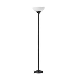Homeroots Tailored Black Metal Torchiere With Bright Illumination Black Metal 372813