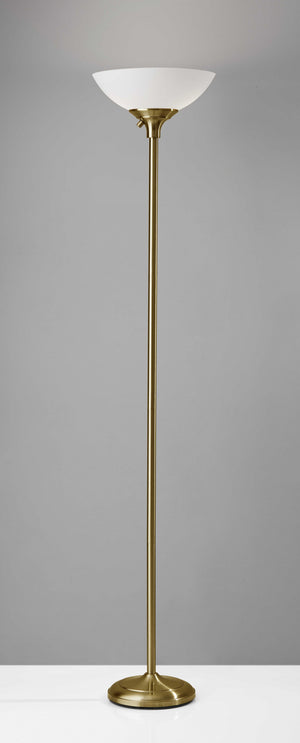 Homeroots Shiny Antiqued Brass Metal Torchiere Floor Lamp Brass Metal 372814