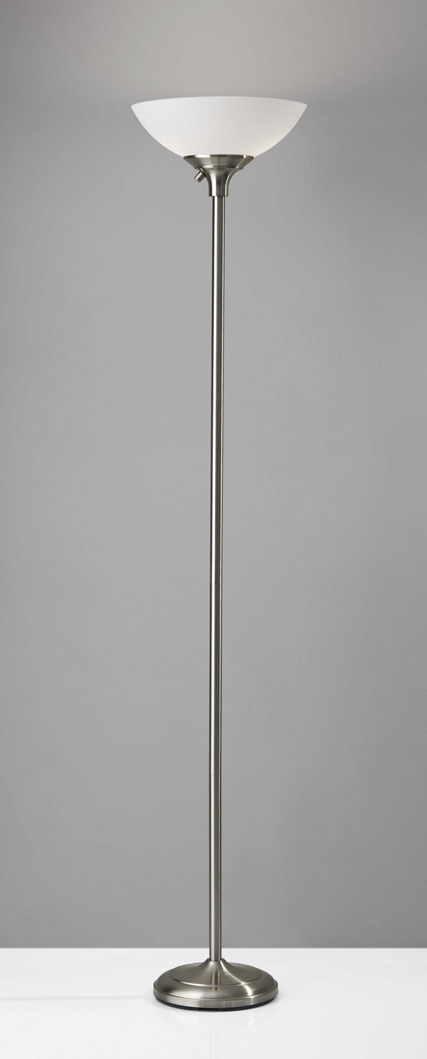 Homeroots Tailored Satin Steel Metal Torchiere With Bright Illumination Brushed Steel Metal 372815