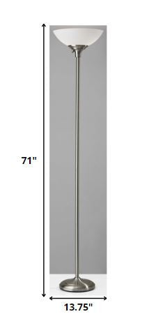 Homeroots Tailored Satin Steel Metal Torchiere With Bright Illumination Brushed Steel Metal 372815