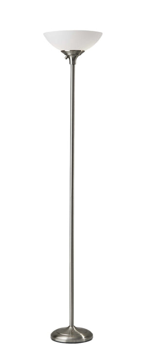 HomeRoots 71" Elegant Floor Lamp with White Plastic Shade for Cozy Ambiance and Stylish Decor Enhancement Brushed steel 372815