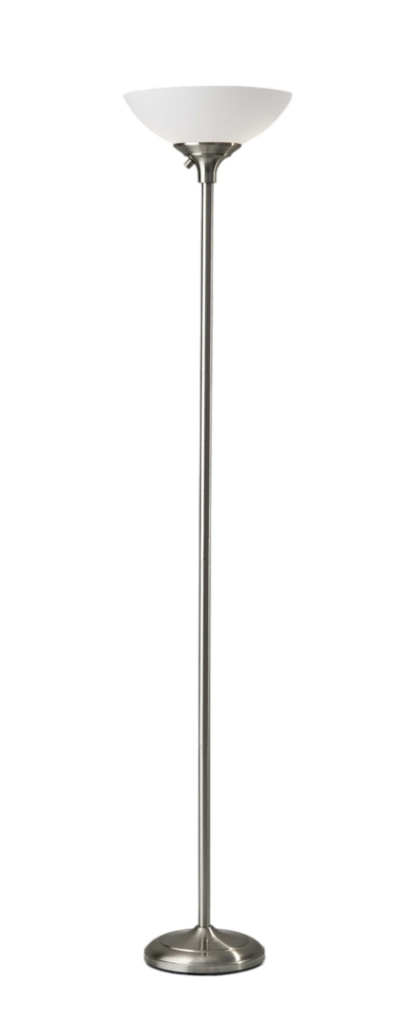 HomeRoots 71" Elegant Floor Lamp with White Plastic Shade for Cozy Ambiance and Stylish Decor Enhancement Brushed steel 372815
