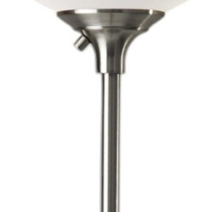 HomeRoots 71" Elegant Floor Lamp with White Plastic Shade for Cozy Ambiance and Stylish Decor Enhancement Brushed steel 372815