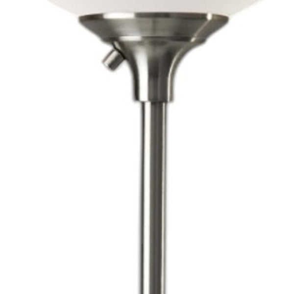 HomeRoots 71" Elegant Floor Lamp with White Plastic Shade for Cozy Ambiance and Stylish Decor Enhancement Brushed steel 372815