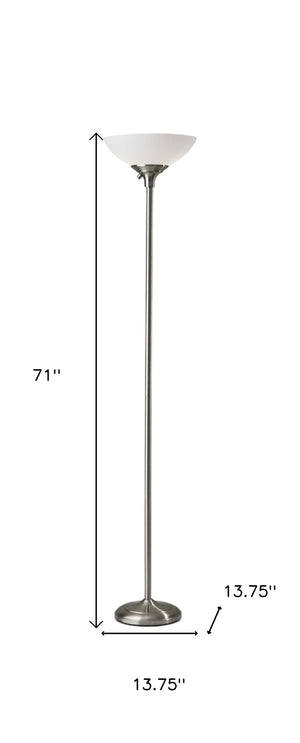 HomeRoots 71" Elegant Floor Lamp with White Plastic Shade for Cozy Ambiance and Stylish Decor Enhancement Brushed steel 372815