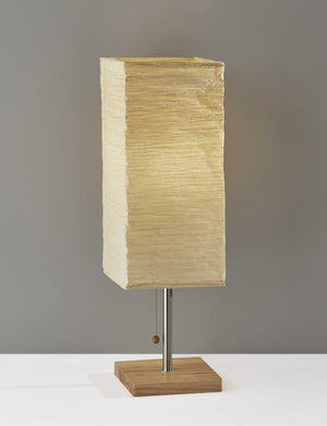 Homeroots Wildside Paper Shade With Natural Wood Table Lamp Natural  372819