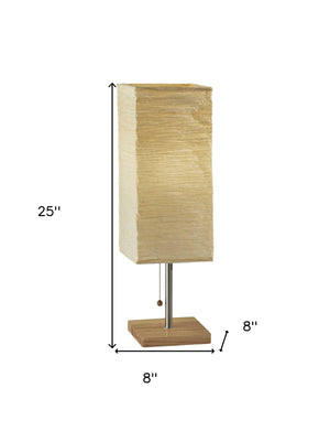 Homeroots Wildside Paper Shade With Natural Wood Table Lamp Natural  372819