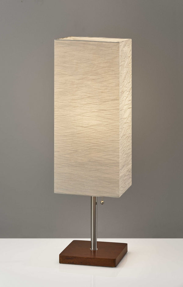 Homeroots Wildside Natural Accent Table Lamp With Walnut Base & Crinkle Paper Shade For Soft Illumination Walnut  372820