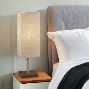 Homeroots Wildside Natural Accent Table Lamp With Walnut Base & Crinkle Paper Shade For Soft Illumination Walnut  372820