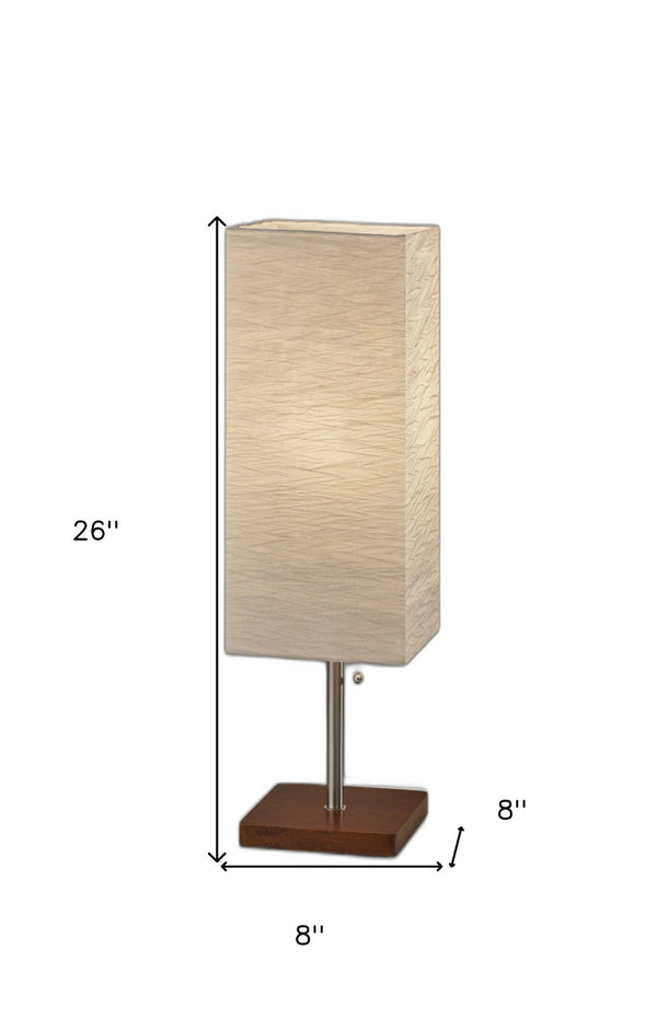Homeroots Wildside Natural Accent Table Lamp With Walnut Base & Crinkle Paper Shade For Soft Illumination Walnut  372820