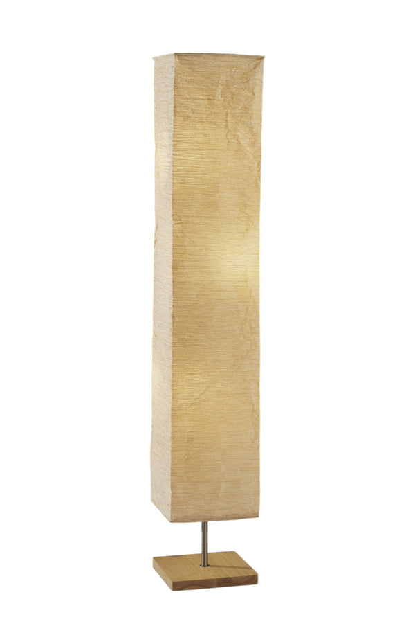 Homeroots Wildside Paper Shade Floor Lamp With Natural Wood Base Natural Metal 372821