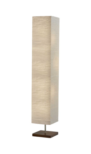 Homeroots 57" Two Light Column Floor Lamp With White Rectangular Shade Walnut Metal 372822