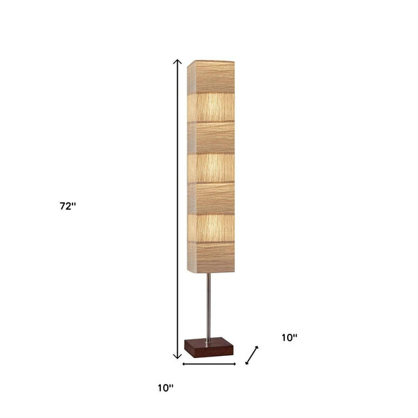 HomeRoots 72" Brown and Silver Column Floor Lamp with Beige Shade - Modern Design, Ambient Lighting & Easy Control 372824