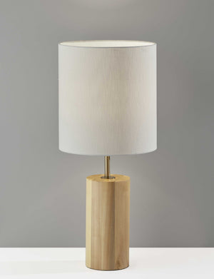 Homeroots Natural Wood Circular Block Table Lamp Natural  372829