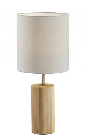 Homeroots Natural Wood Circular Block Table Lamp Natural  372829