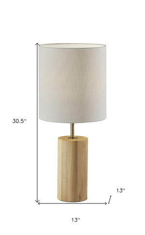 Homeroots Natural Wood Circular Block Table Lamp Natural  372829