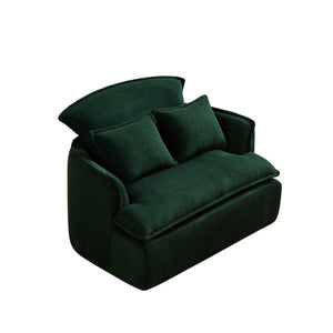English Elm Convertible Compressed Sofa Chair Ottoman Corduroy Fold-Out Recliner for Small Spaces Dorm Apartments Green W1036P251813