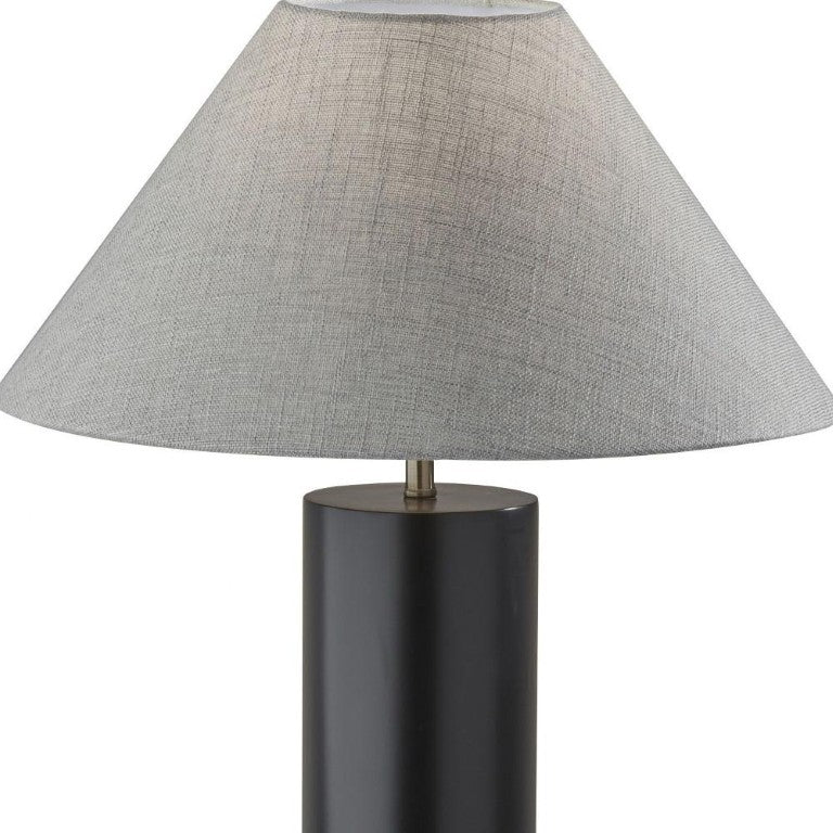 HomeRoots Canopy Black Solid Wood Block Base Table Lamp for Modern Bedroom Nightstand Decor 372831
