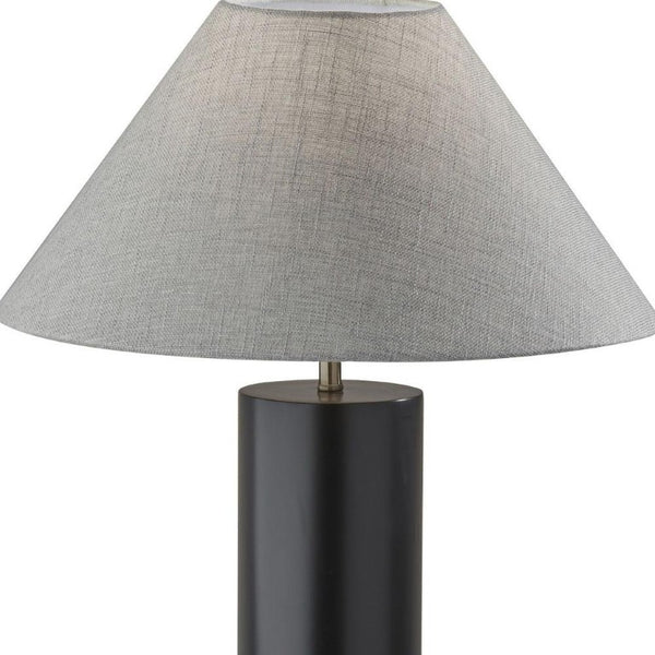 Canopy Black Solid Wood Block Base Table Lamp for Modern Bedroom Nightstand Decor