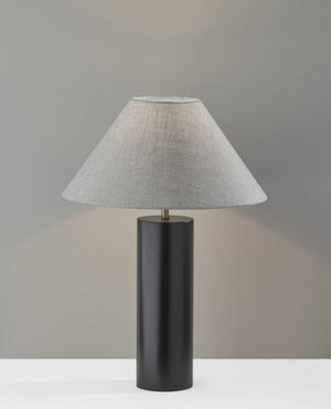 Canopy Black Solid Wood Block Base Table Lamp for Modern Bedroom Nightstand Decor