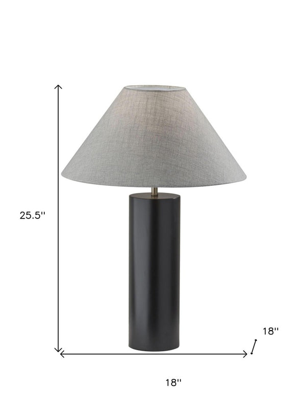 Canopy Black Solid Wood Block Base Table Lamp for Modern Bedroom Nightstand Decor