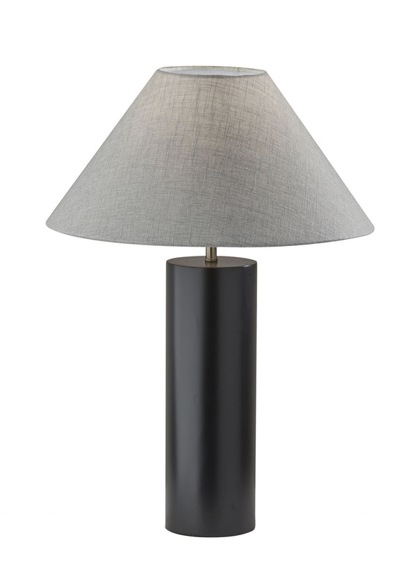 Homeroots Canopy Black Wood Block Table Lamp Black  372831