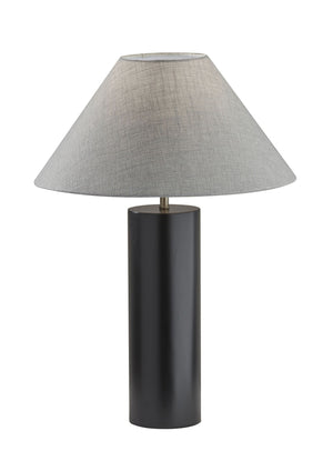 Homeroots Canopy Black Wood Block Table Lamp Black  372831