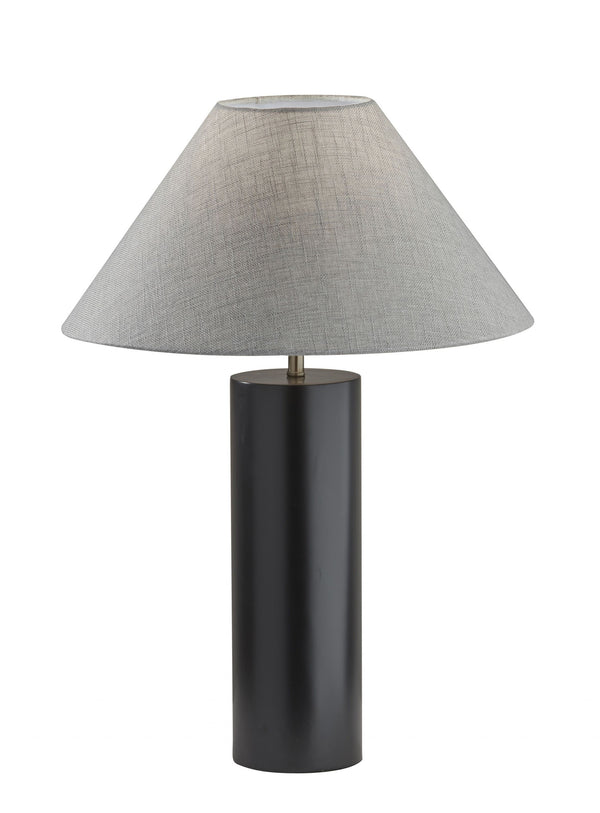 Homeroots Canopy Black Wood Block Table Lamp Black  372831