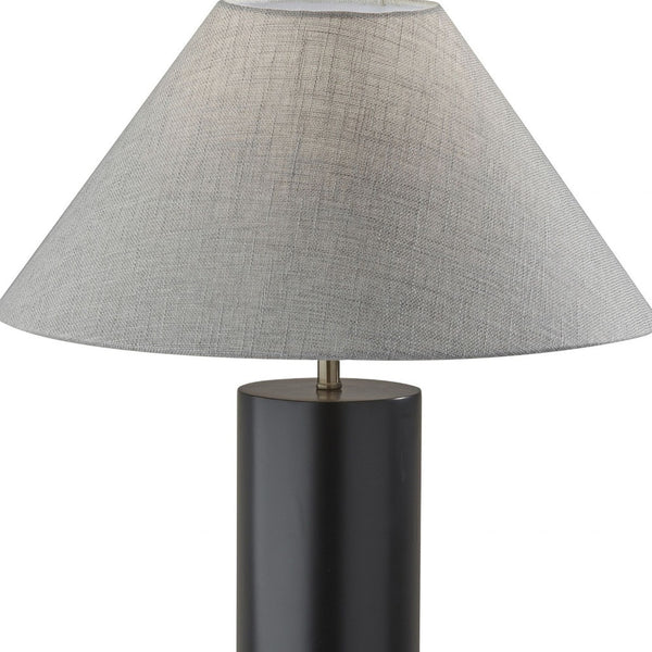 Homeroots Canopy Black Wood Block Table Lamp Black  372831