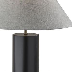 Homeroots Canopy Black Wood Block Table Lamp Black  372831