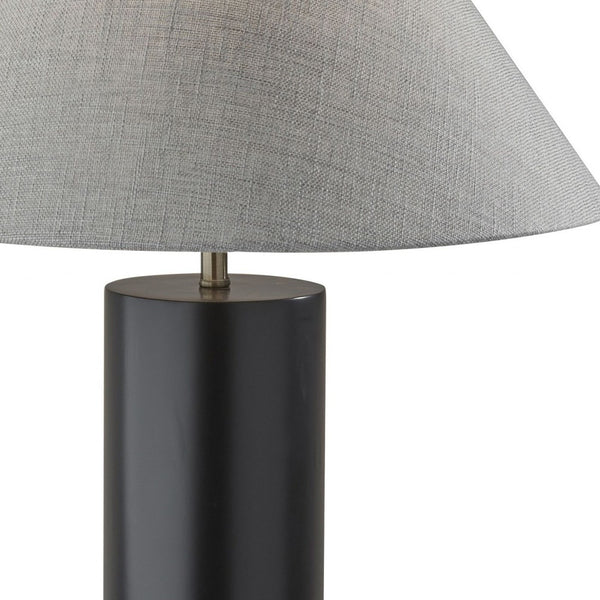 Homeroots Canopy Black Wood Block Table Lamp Black  372831