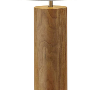 HomeRoots 26" Solid Wood Cylinder Table Lamp with White Cone Shade – Mid-Century Modern Accent for Any Space Natural 372832