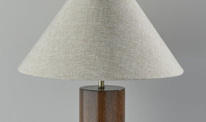 Homeroots Canopy Walnut Wood Block Table Lamp Walnut  372833