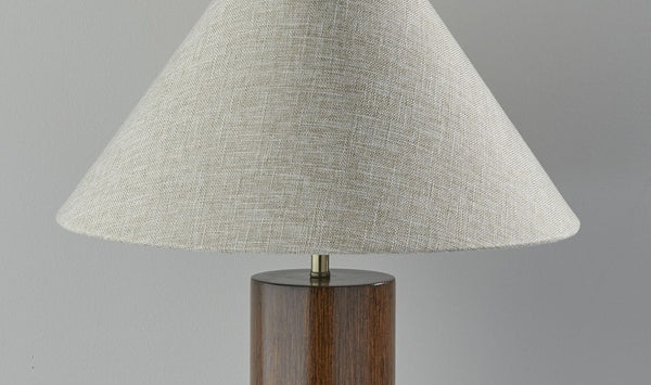Homeroots Canopy Walnut Wood Block Table Lamp Walnut  372833