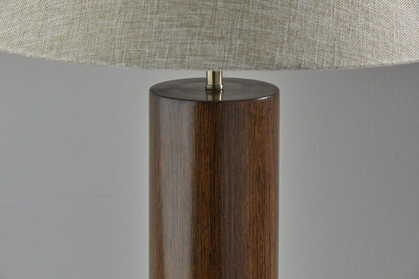 Homeroots Canopy Walnut Wood Block Table Lamp Walnut  372833