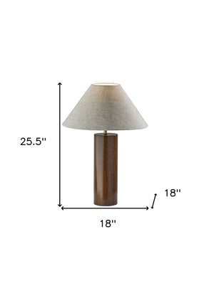 Homeroots Canopy Walnut Wood Block Table Lamp Walnut  372833