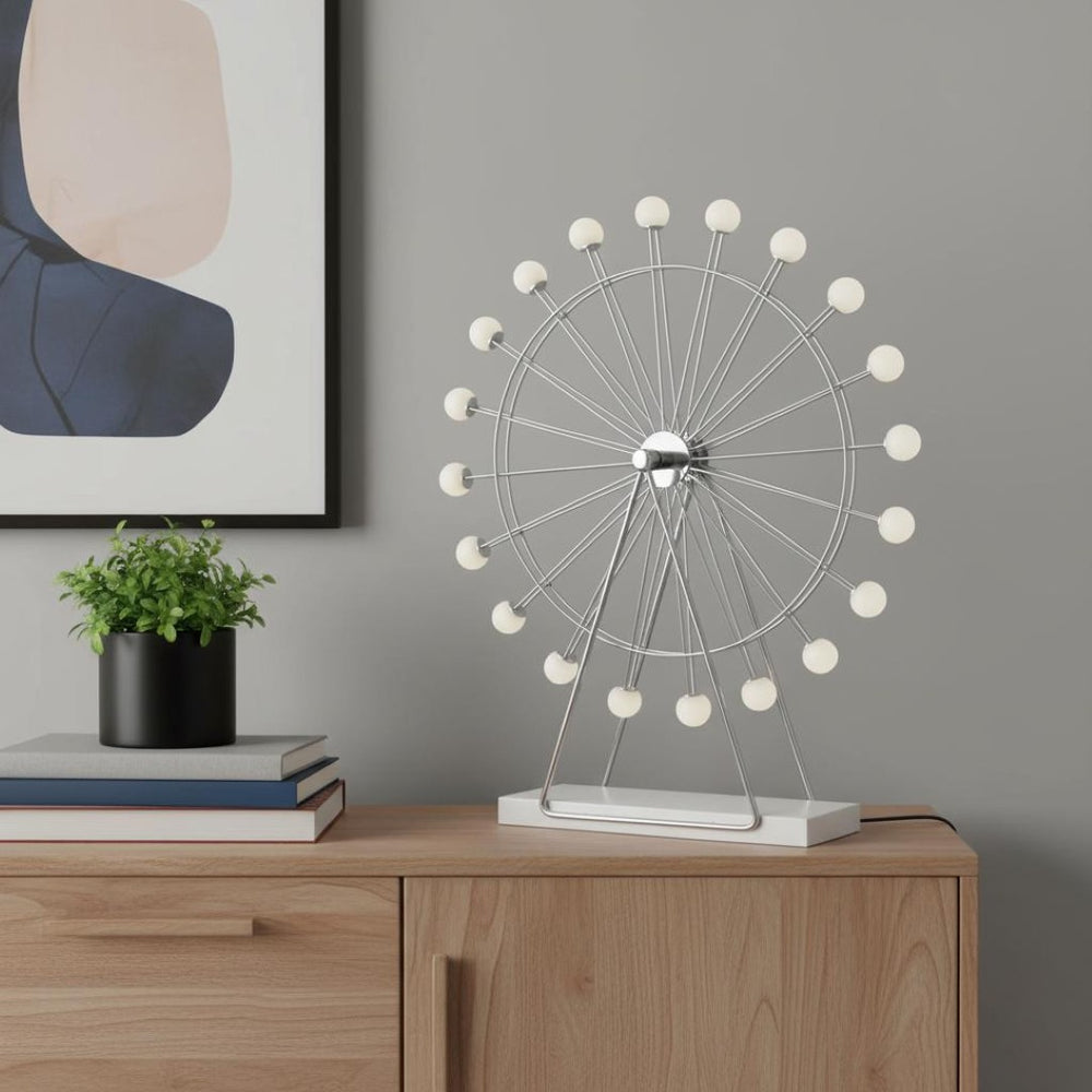 HomeRoots 22" Off White Multi-Light LED Table Lamp - Sleek Globe Shade for Modern Bedside Illumination 372849